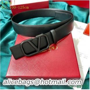 Famous Brand Valentino Width 4cm Togo Leather VLOGO Belt V7172 Black