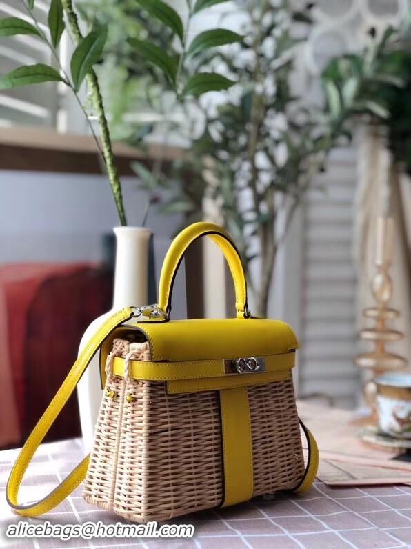 Luxury Hermes kelly picnic bag 9810 yellow