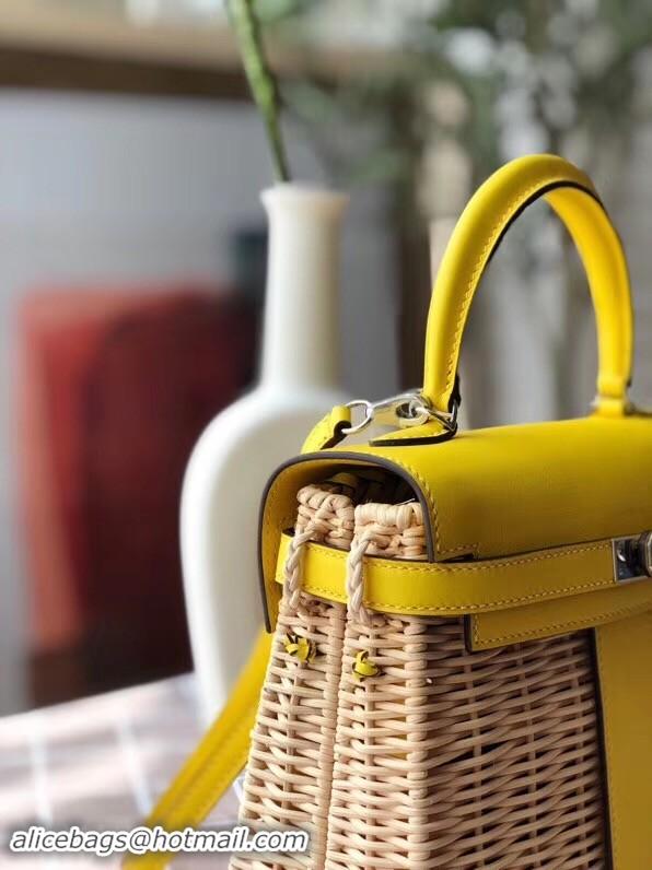 Luxury Hermes kelly picnic bag 9810 yellow