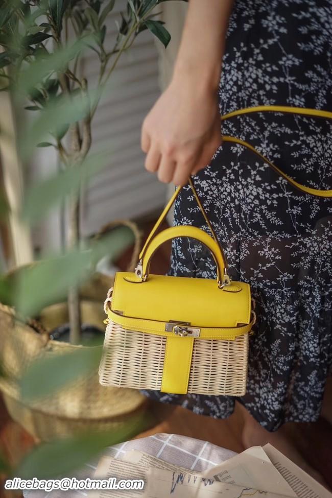 Luxury Hermes kelly picnic bag 9810 yellow