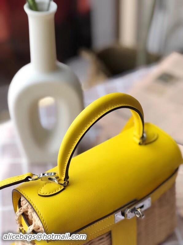 Luxury Hermes kelly picnic bag 9810 yellow