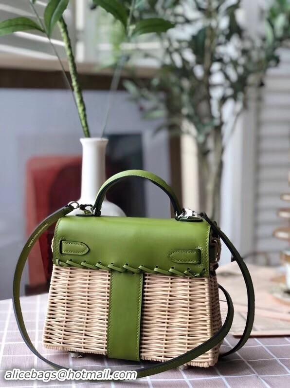 Luxury Hermes kelly picnic bag 9810 Green