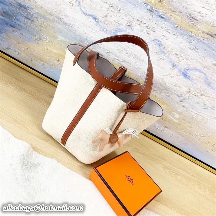 Practical Hermes Picotin Lock 22cm Bags Litchi Leather HPT88 White