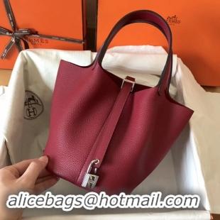 Stylish Hermes Picotin Lock PM Bags Original Leather H8688 wine red