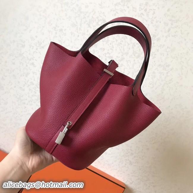 Stylish Hermes Picotin Lock PM Bags Original Leather H8688 wine red