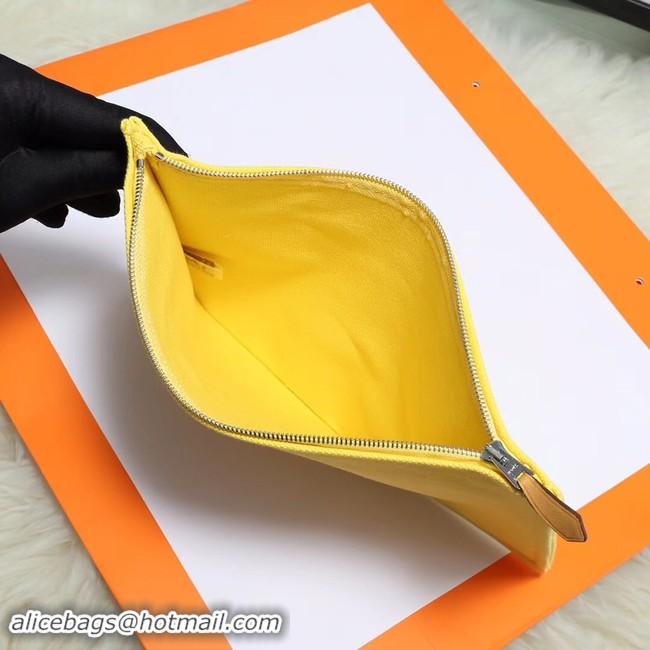 Good Quality Hermes Cosmetic Bag H3700 Lemon Yellow