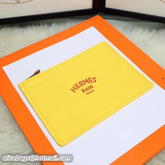 Good Quality Hermes Cosmetic Bag H3700 Lemon Yellow