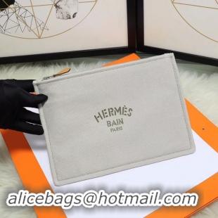 Classic Hot Hermes Cosmetic Bag H3700 Light Grey