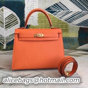 Durable Hermes original Kelly Epsom Leather KL32 orange