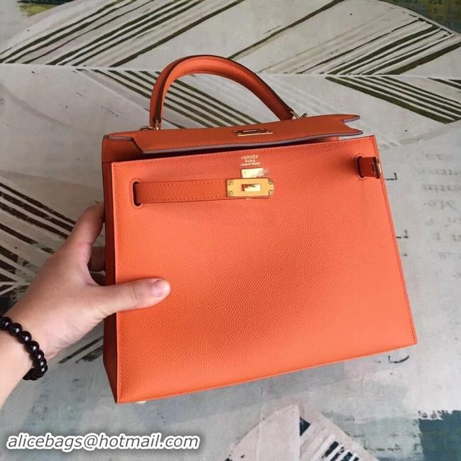 Durable Hermes original Kelly Epsom Leather KL32 orange