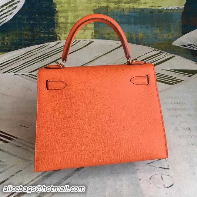 Durable Hermes original Kelly Epsom Leather KL32 orange