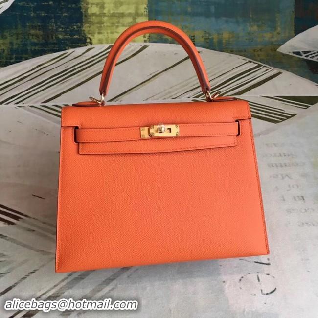 Durable Hermes original Kelly Epsom Leather KL32 orange