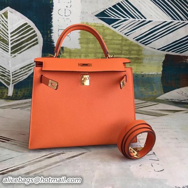 Durable Hermes original Kelly Epsom Leather KL32 orange