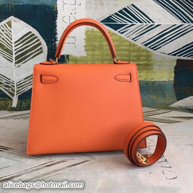 Durable Hermes original Kelly Epsom Leather KL32 orange