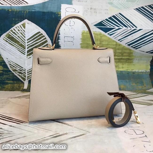 Popular Style Hermes original Kelly Epsom Leather KL32 Beige