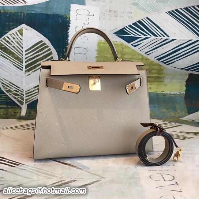 Popular Style Hermes original Kelly Epsom Leather KL32 Beige