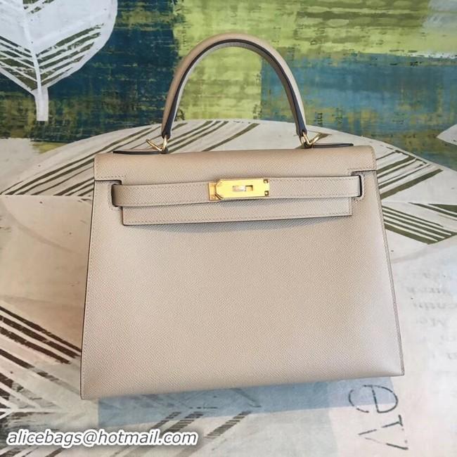 Popular Style Hermes original Kelly Epsom Leather KL32 Beige