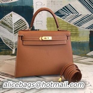 Top Design Hermes original Kelly Epsom Leather KL32 brown