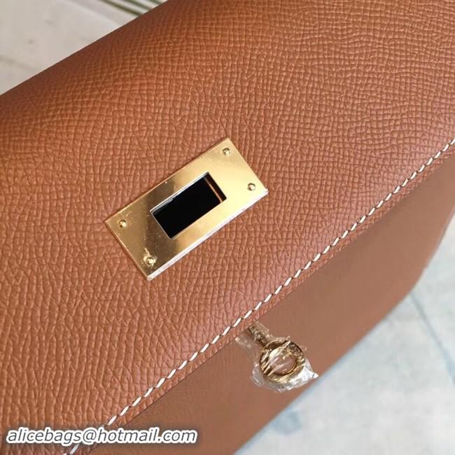 Top Design Hermes original Kelly Epsom Leather KL32 brown