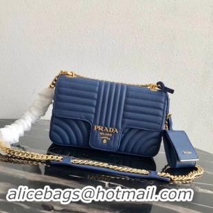 Discounts Prada Diagramme medium leather bag 1BD108 blue