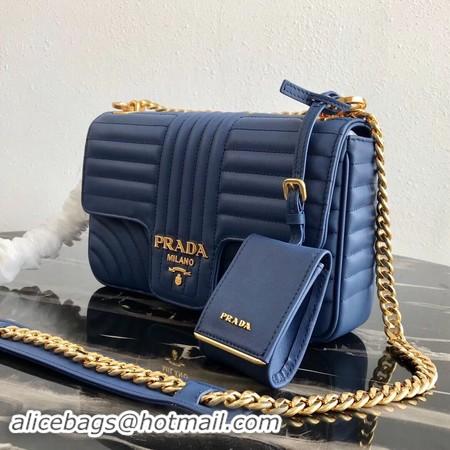 Discounts Prada Diagramme medium leather bag 1BD108 blue