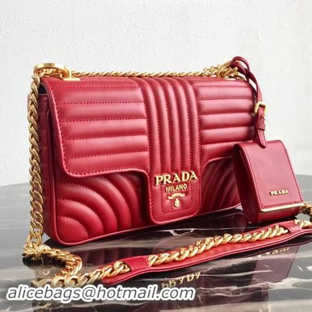 Good Quality Prada Diagramme medium leather bag 1BD108 fuchsia