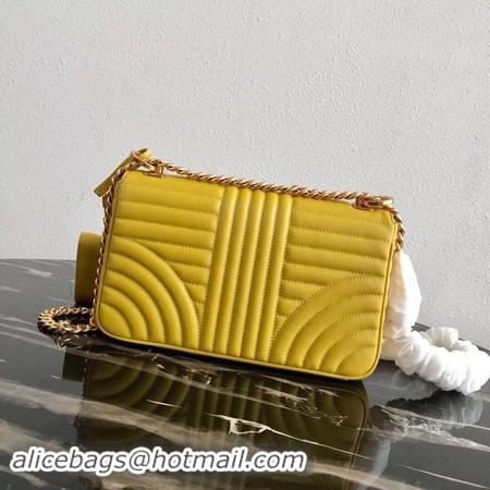 Sophisticated Prada Diagramme medium leather bag 1BD108 yellow