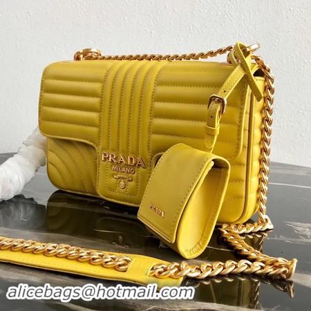 Sophisticated Prada Diagramme medium leather bag 1BD108 yellow