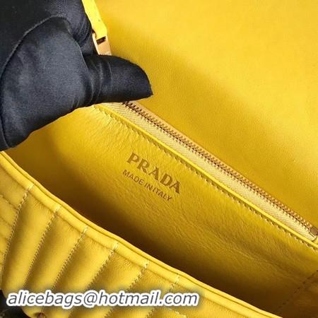 Sophisticated Prada Diagramme medium leather bag 1BD108 yellow