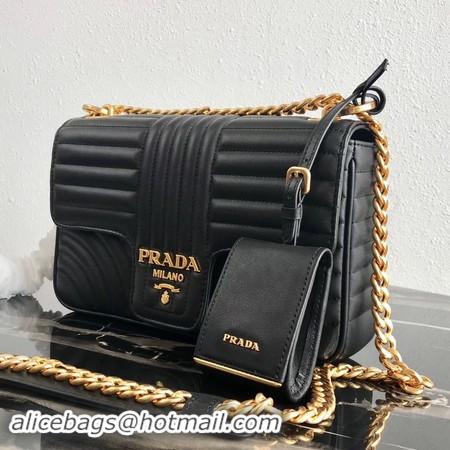 Perfect Prada Diagramme medium leather bag 1BD108 black