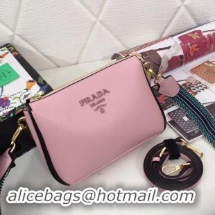 Luxury Prada leather shoulder bag 66136 pink