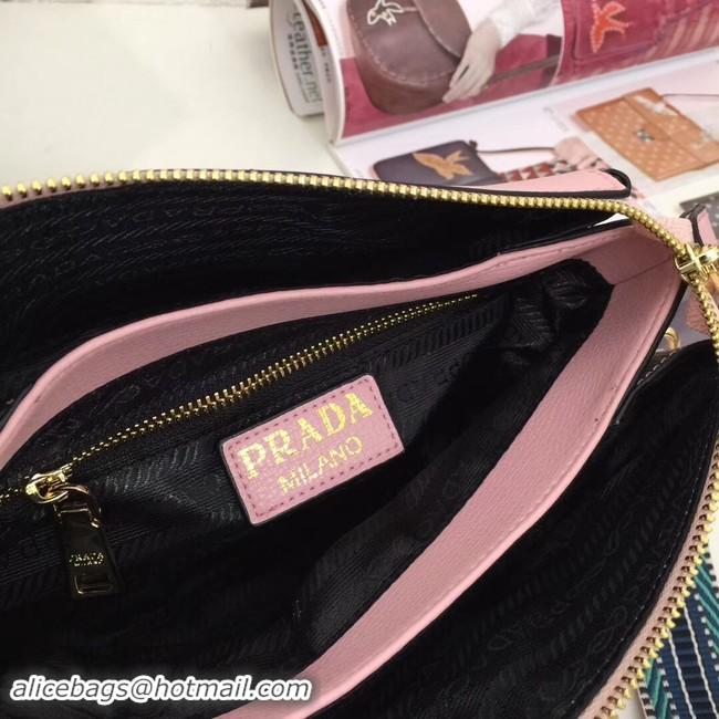 Luxury Prada leather shoulder bag 66136 pink