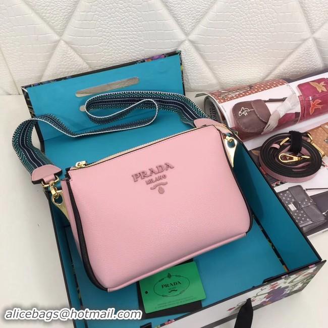 Luxury Prada leather shoulder bag 66136 pink