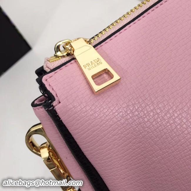 Luxury Prada leather shoulder bag 66136 pink