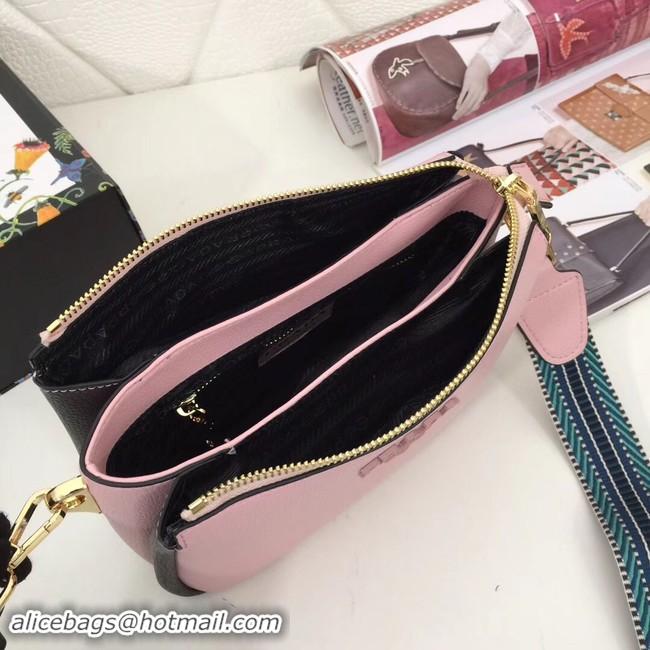 Luxury Prada leather shoulder bag 66136 pink