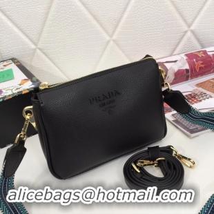 Sumptuous Prada leather shoulder bag 66136 black