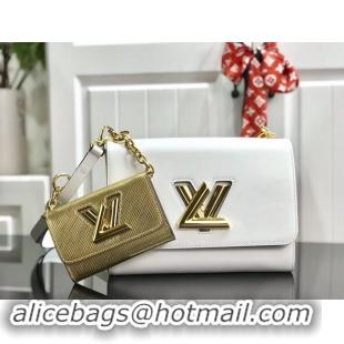 Discount Louis vuitton original epi leather TWIST MM M50280 white&gold