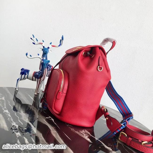 Hot Style Prada original Leather backpack 1BZ035 red