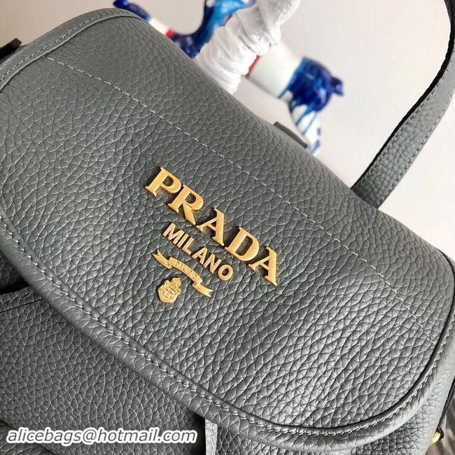 Best Price Prada original Leather backpack 1BZ035 grey