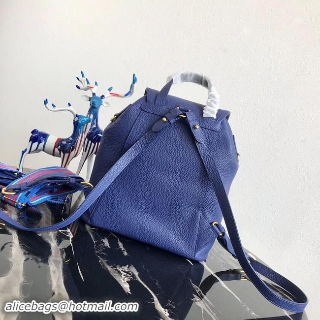 Discount Prada original Leather backpack 1BZ035 blue