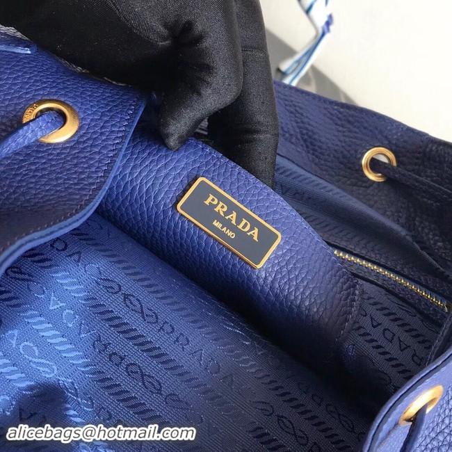 Discount Prada original Leather backpack 1BZ035 blue