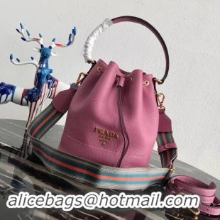 Fashion Prada Leather bucket bag 1BE018 rose