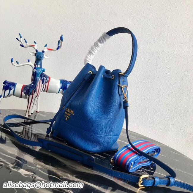 Classic Hot Prada Leather bucket bag 1BE018 blue