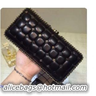 Youthful Chanel Minaudiere Metallic Lambskin & Ruthenium-Finish Metal 78985 Black