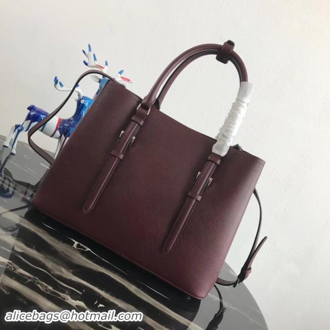 Duplicate Prada Saffiano original Leather Tote Bag BN2838 Claret