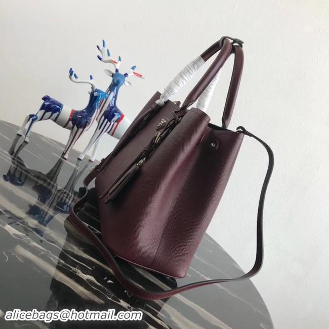 Duplicate Prada Saffiano original Leather Tote Bag BN2838 Claret