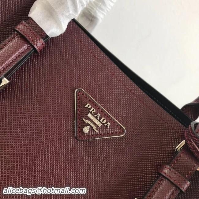 Duplicate Prada Saffiano original Leather Tote Bag BN2838 Claret