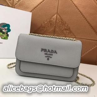 Good Quality Prada Calf leather shoulder bag 3011 grey