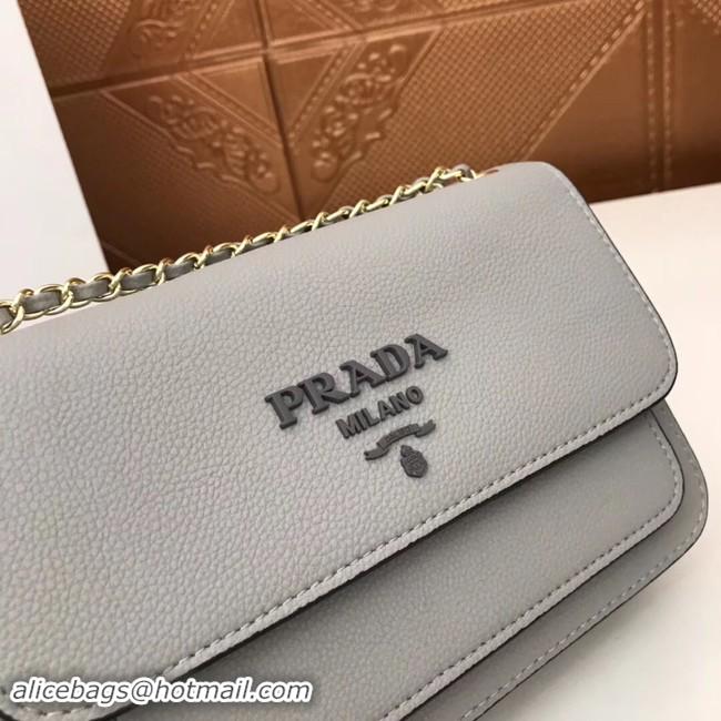 Good Quality Prada Calf leather shoulder bag 3011 grey