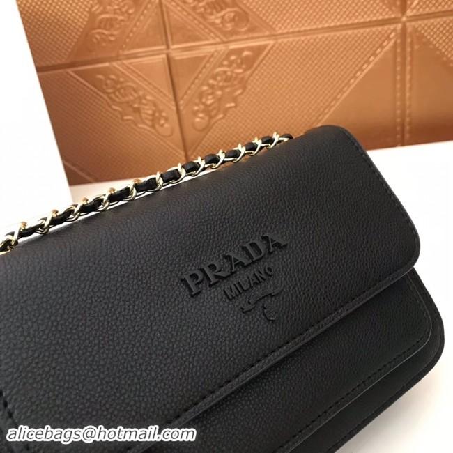 Luxury Prada Calf leather shoulder bag 3011 black